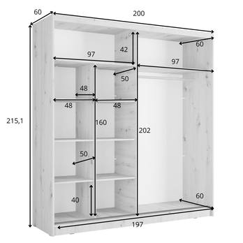Šatníková skriňa  ALUNA I biela, šírka 200 cm 4