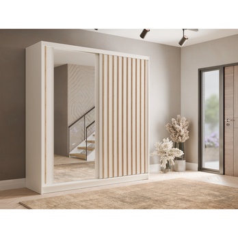 Šatníková skriňa  ALUNA I biela, šírka 200 cm 1