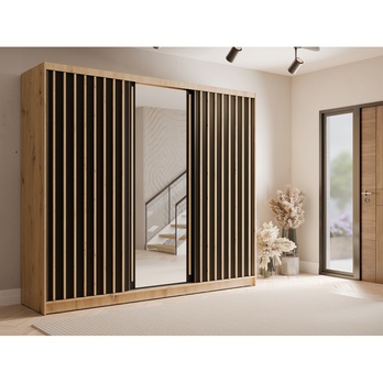 Šatníková skriňa ALUNA II dub artisan/čierna 1