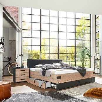 Posteľ ALYSSA strieborná jedľa/grafit, 180x200 cm 1