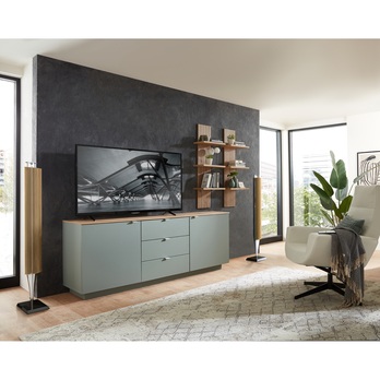 TV komoda AMBER II trstinovozelená/dub artisan 1