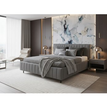 Posteľ s roštom AMMON svetlosivá, 140x200 cm 1