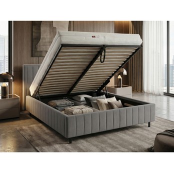 Posteľ s roštom AMMON svetlosivá, 140x200 cm 3