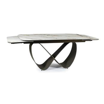 Jedálenský stôl ANFANATY biely mramor/hnedá 2