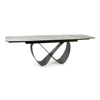 Jedálenský stôl ANFANATY biely mramor/hnedá 3