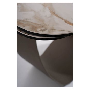 Jedálenský stôl ANFANATY biely mramor/hnedá 4