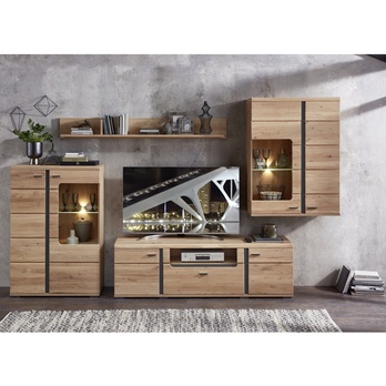 Obývacia stena ANIELA II 2 dub artisan/čierna matná 1