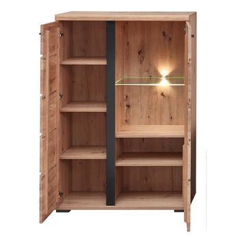 Vitrína ANIELA II dub artisan/čierna matná, ľavá 1