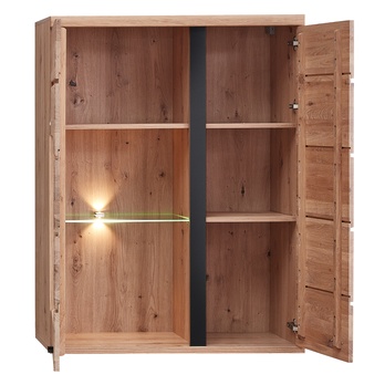 Závesná vitrína ANIELA II dub artisan/čierna matná 1