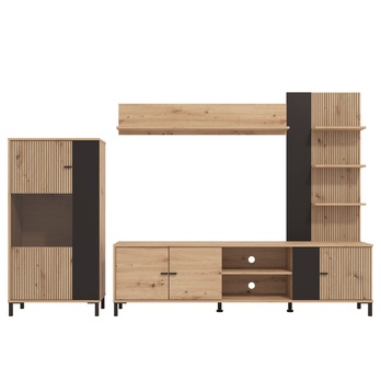 Obývacia stena ANIELA dub artisan/čierna 2