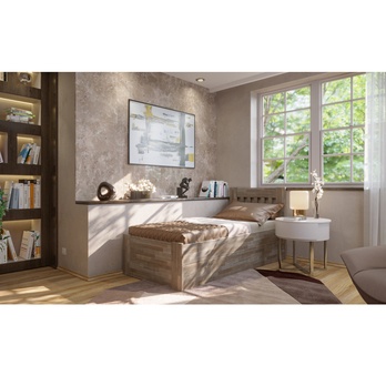 Posteľ APOLONIE BOX I buk/sivá, 90x200 cm 1