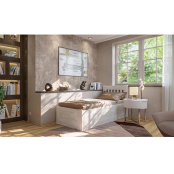 Posteľ APOLONIE BOX I buk/biela, 100x200 cm 1