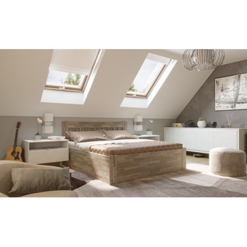 Posteľ APOLONIE BOX II buk/sivá, 180x200 cm 1