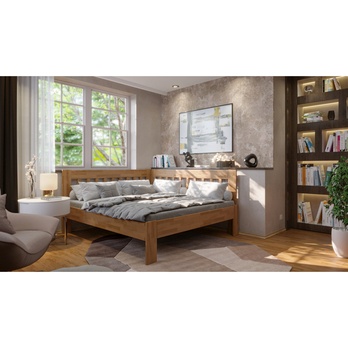 Rohová posteľ APOLONIE pravá, dub/svetlý orech, 180x200 cm 1