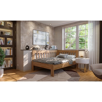 Rohová posteľ APOLONIE ľavá, dub/svetlý orech, 140x200 cm 1