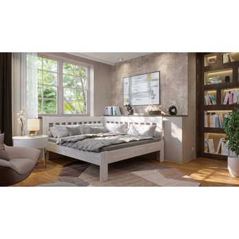 Rohová posteľ APOLONIE pravá, buk/biela, 160x200 cm 1