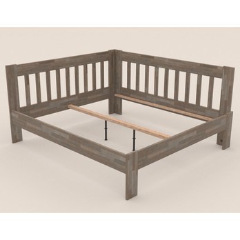 Rohová posteľ APOLONIE pravá, buk/sivá, 180x200 cm 2