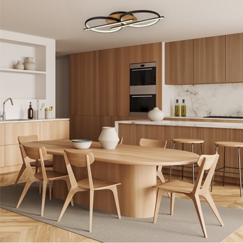 Stropné svietidlo ARASH 1 čierna/drevo 1