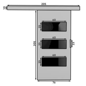 Posuvné dvere ARES 76 sivá/čierna, 76x205 cm 2