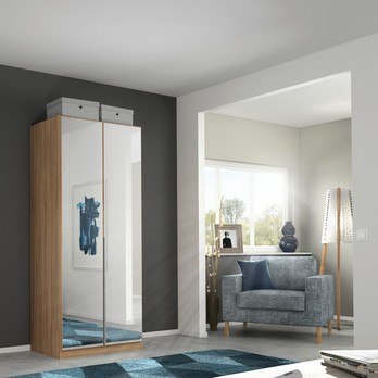 Šatníková skriňa ARIANNA dub sonoma, 91 cm, 2 zrkadlá 1