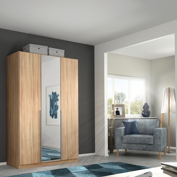 Šatníková skriňa ARIANNA dub sonoma, 3 dvere, zrkadlo 1