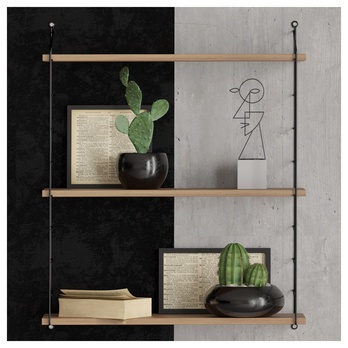 Nástenný regál ARMONI 3 čierna/orech 1