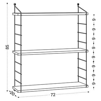 Nástenný regál ARMONI 3 hnedá/prírodná 2
