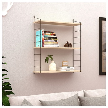 Nástenný regál ARMONI 3 čierna/travertín 1