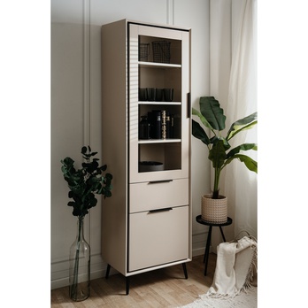 Vitrína ARTURO 52B piesková/čierna 1