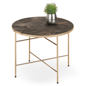 Konferenčný stolík ASOBIKI tmavý mramor/šampanské 1