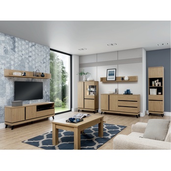 Vitrína  ATHEIA AT04 dub kamenný/čierna 1