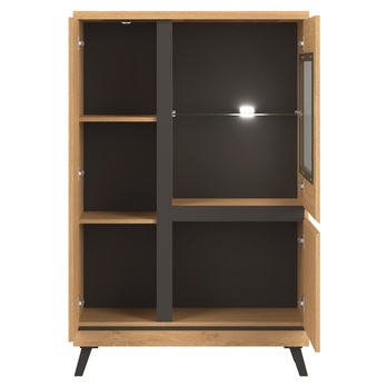 Vitrína  ATHEIA AT04 dub kamenný/čierna 2