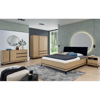 Posteľ s roštom ATHEIA AT15 dub kamenný/čierna, 160x200 cm 1