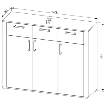 Komoda ATHEN dub flagstaff/matera, šírka 127 cm 5