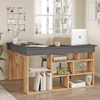 Písací stôl ATLAS antracitová/dub 4
