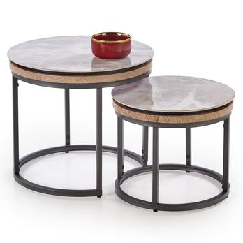 Sada konferenčných stolíkov ATOKO sivý mramor/grafit, 2 ks 2