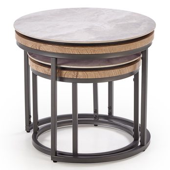 Sada konferenčných stolíkov ATOKO sivý mramor/grafit, 2 ks 1