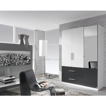 Šatníková skriňa AUBREE alpská biela/sivá, 3 dvere 1