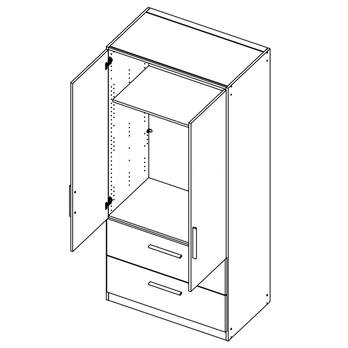 Šatníková skriňa AUBREE alpská biela/sivá, 2 dvere 1