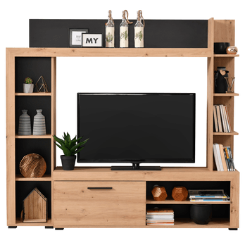 Obývacia stena AUDRY dub artisan/čierna 1