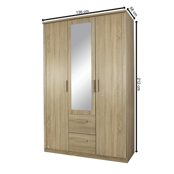 Šatníková skriňa AULIN dub sonoma, šírka 136 cm 3