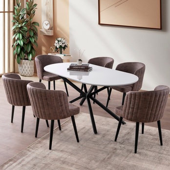 Jedálenský stôl AURA kávová/čierna 6