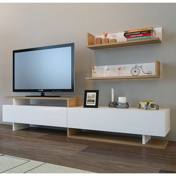 TV stena AYAZ teak/biela 1
