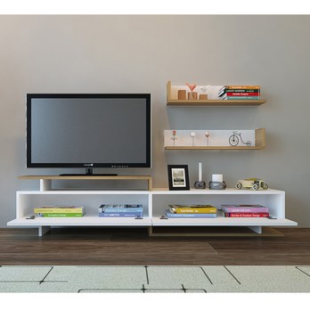 TV stena AYAZ teak/biela 2