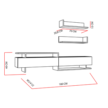 TV stena AYAZ teak/biela 4