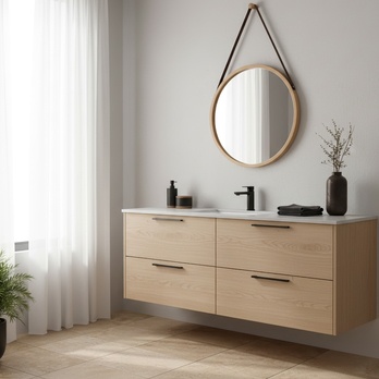 Zrkadlo BAMBUS 45 prírodná/hnedá, priemer 45 cm 1