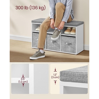 Lavica na topánky BANCO biela/sivá 3