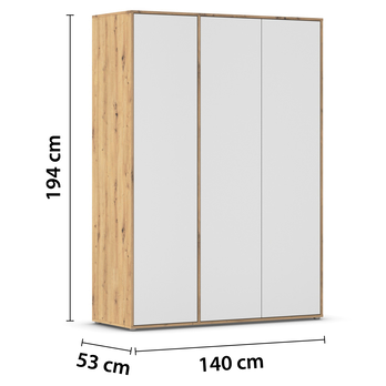 Šatníková skriňa BANILA I alpská biela/dub artisan 4