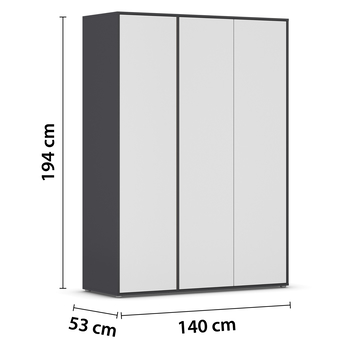 Šatníková skriňa BANILA I alpská biela/sivá 4
