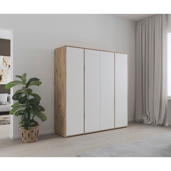 Šatníková skriňa BANILA II alpská biela/dub artisan 1